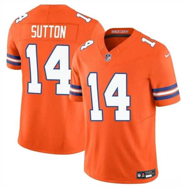 Men & Women & Youth Denver Broncos #14 Courtland Sutton Orange F.U.S.E. Mile High Collection 1977 Throwback Vapor Limited Football Stitched Jersey->denver broncos->NFL Jersey